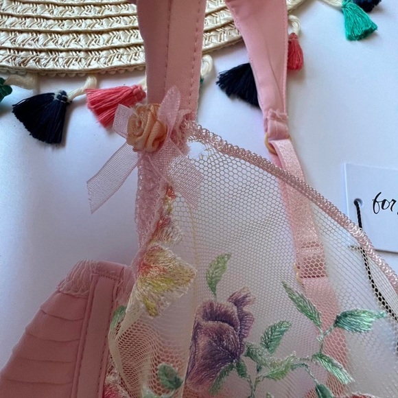 For Love And Lemons Pink Floral Embroidered Bra - Picture 8 of 8